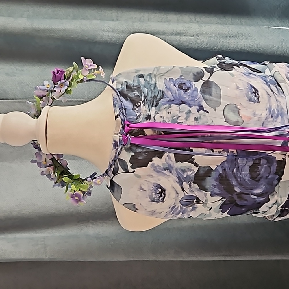 ๐ Hand Crafted Purple & Blue Silk Flower Crown - Picture 8 of 10